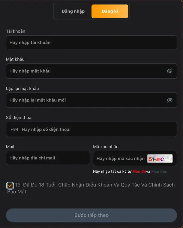 Đăng ký tài khoản tại CM88